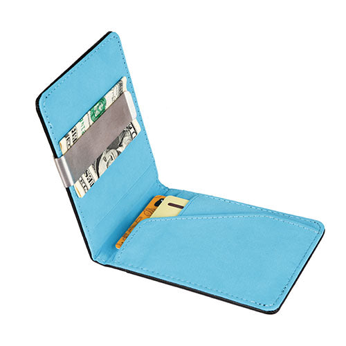 Unisex PU Leather Wallet RFID Blocking Slim Bifold Credit Card Holder with Money Clip - Blue by VYSN