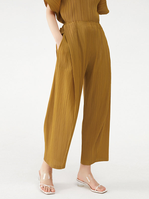 Urban Loose Pleated Wide Leg Elasticity Harem Pants by migunica