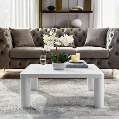 Modern Minimalist Cream White Coffee Table by Blak Hom