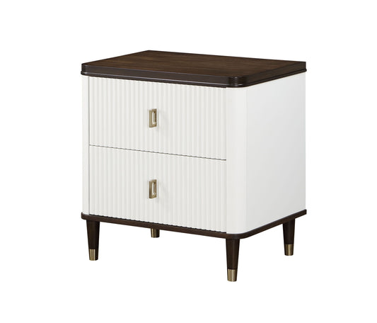 Nightstand With USB, White & Brown Finish by Blak Hom