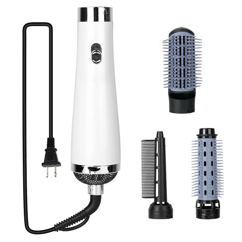 3 In 1 Hot Air Brush One-Step Hair Dryer Comb 3 Interchangeable Brush Combs Volumizer Hair Curler Straightener 66.93in Rotatable Cable w/ 3 Heating Ad - White by VYSN