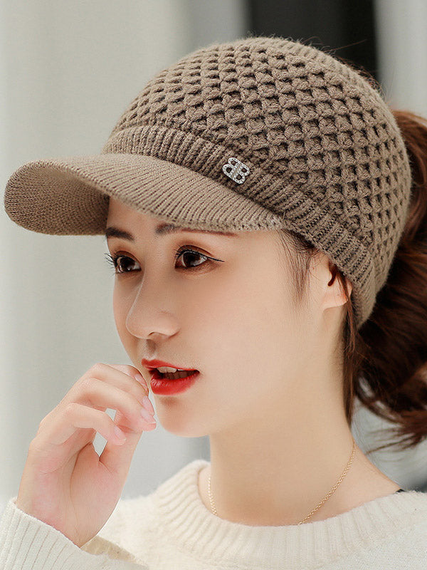 Original Solid Warm Hole Knitting Hat by migunica