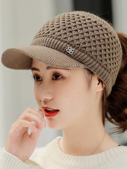 Original Solid Warm Hole Knitting Hat by migunica