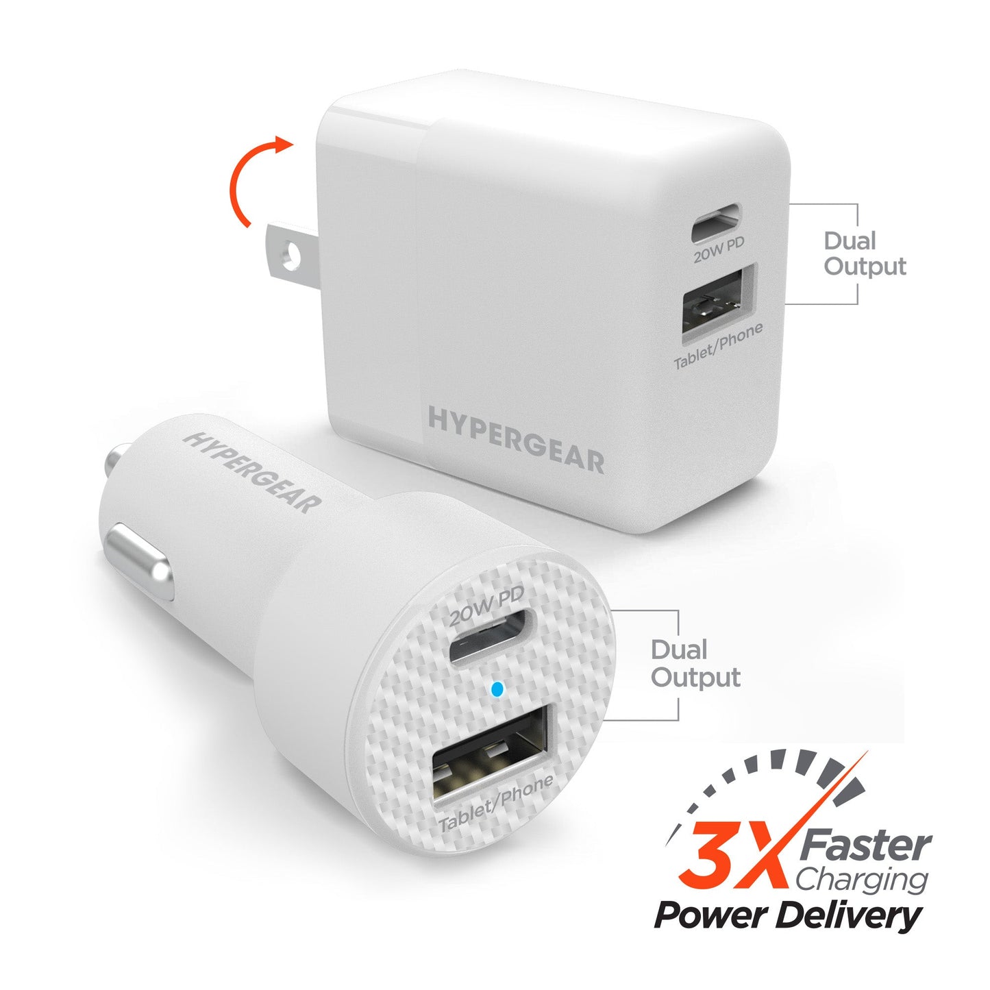 Hypergear Wall & Car Charger Bundle 20W USB-C PD & 12W USB by Jupiter Gear Home