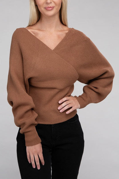 Viscose Cross Wrap Pullover Sweater by BlakWardrob