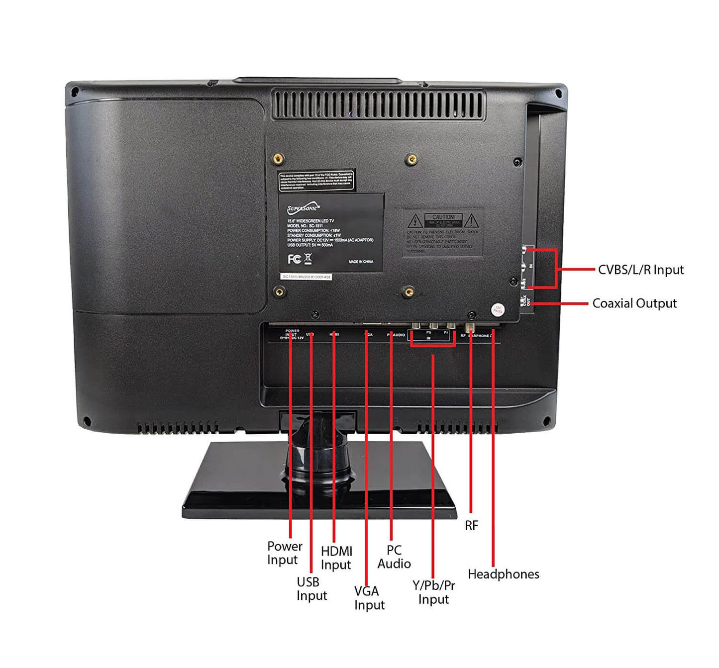 13.3" Supersonic 12 Volt AC/DC Widescreen LED HDTV with USB and HDMI (SC-1311) by Jupiter Gear