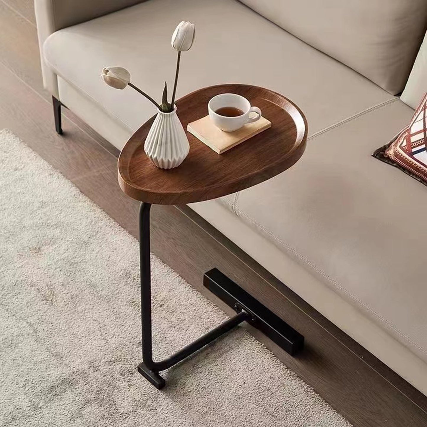 2-Pieces Brown C-shaped Side Table by Blak Hom