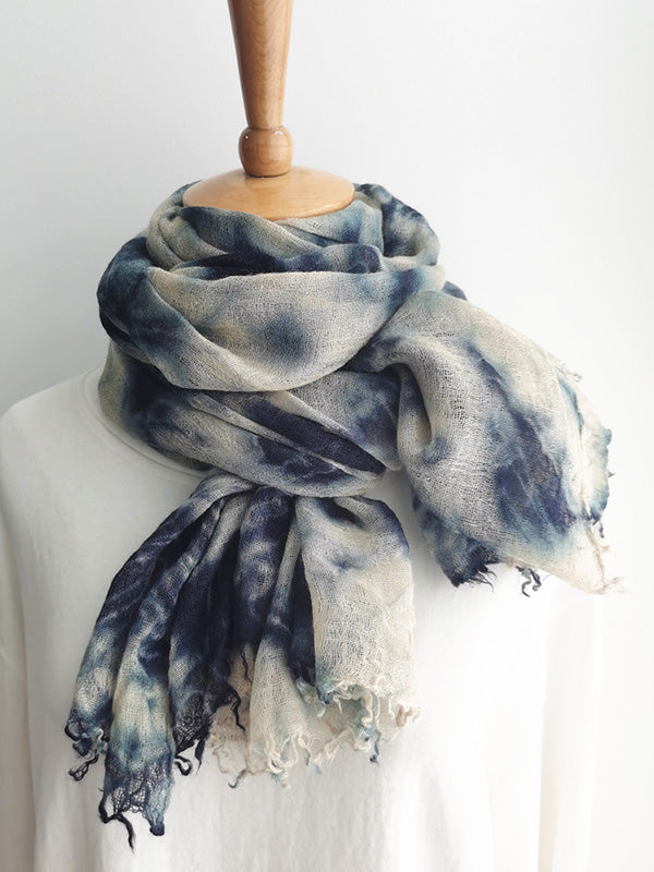 Vintage Tie-Dyed Fringed Scarf by migunica