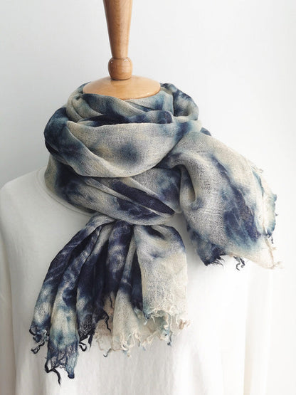 Vintage Tie-Dyed Fringed Scarf by migunica