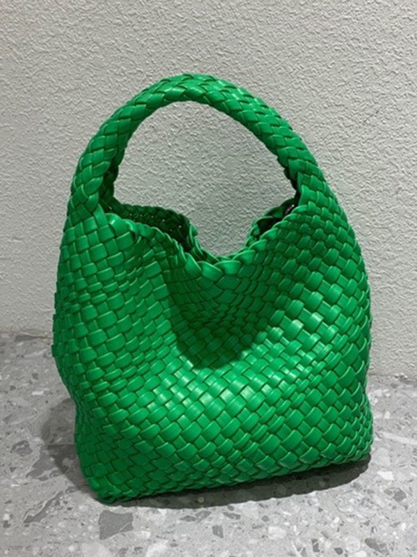 Solid Color Woven Bags Handbags by migunica