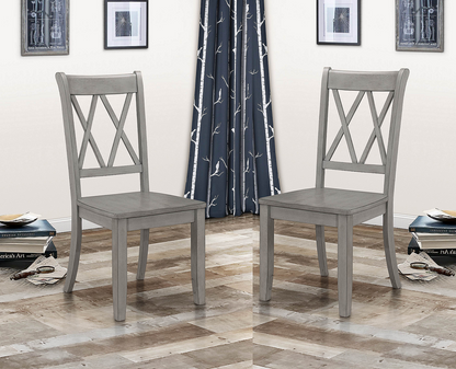 Casual Gray Finish Side Chairs Set of 2 Pine Veneer Transitional Double-X Back Design Dining Room Furniture