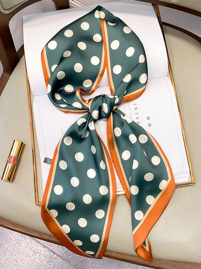 Vintage Polka-Dot Printed Hair Band& Silk Scarf by migunica