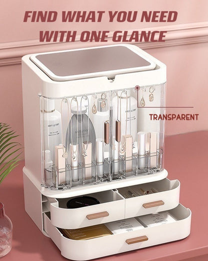 All-in-one Organizer with Led Mirror for Makeup Skincare & Accessories by INSPECIAL HOME