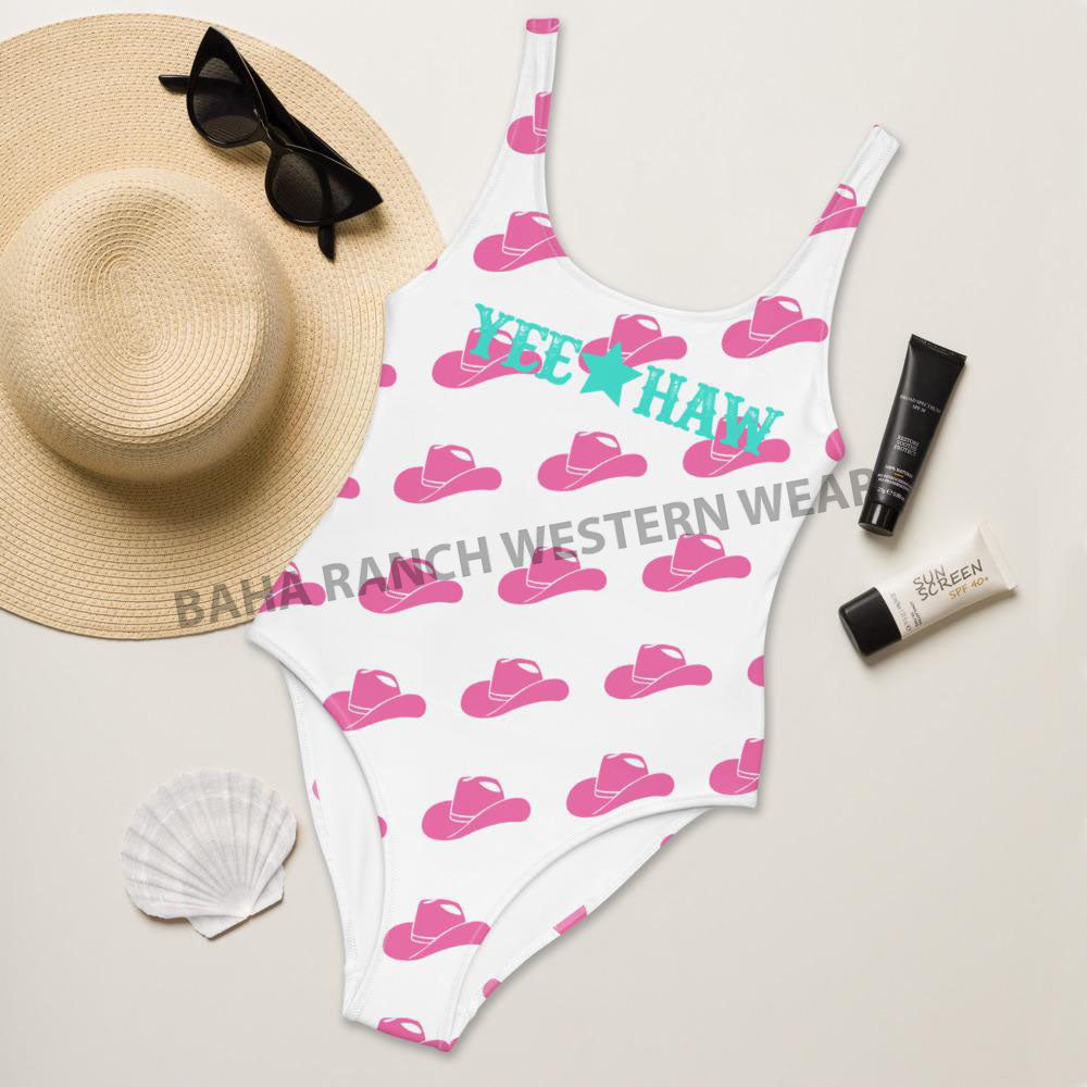 Yeehaw Pink Hat Yeehaw Swim Suit by Baha Ranch Western Wear