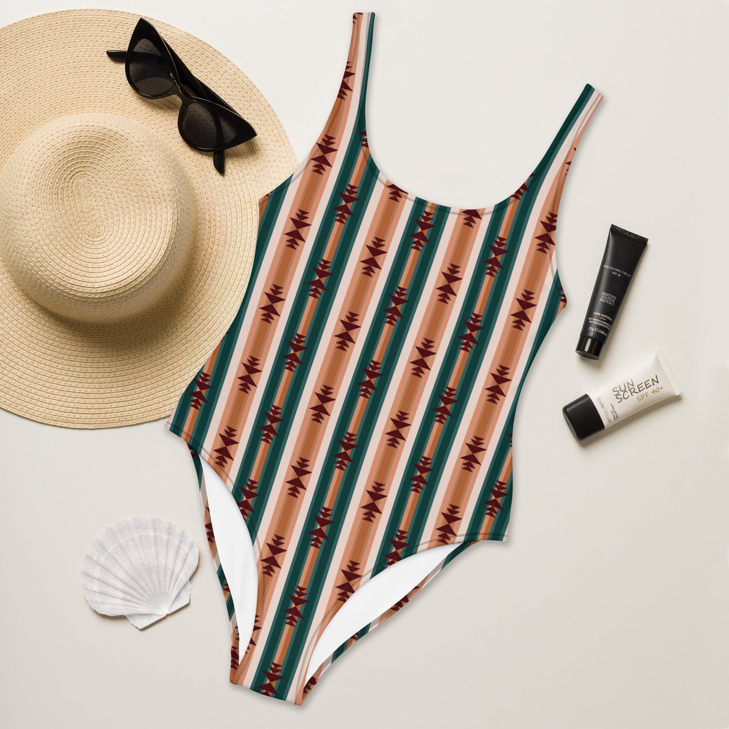 Yeehaw Cocoa Aztec One-Piece Swimsuit by Baha Ranch Western Wear