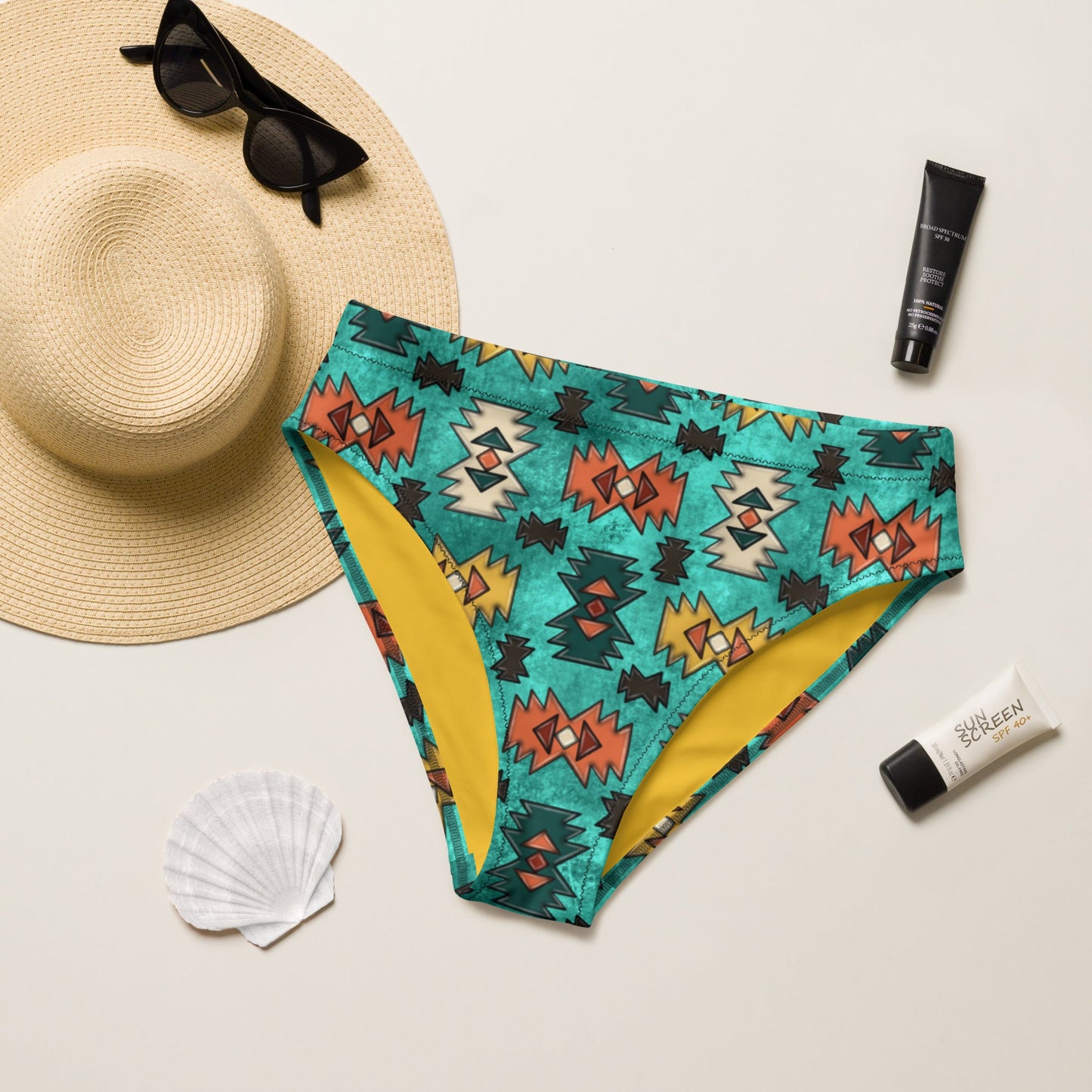 Yeehaw Turquoise Aztec Bikini Bottom by Baha Ranch Western Wear