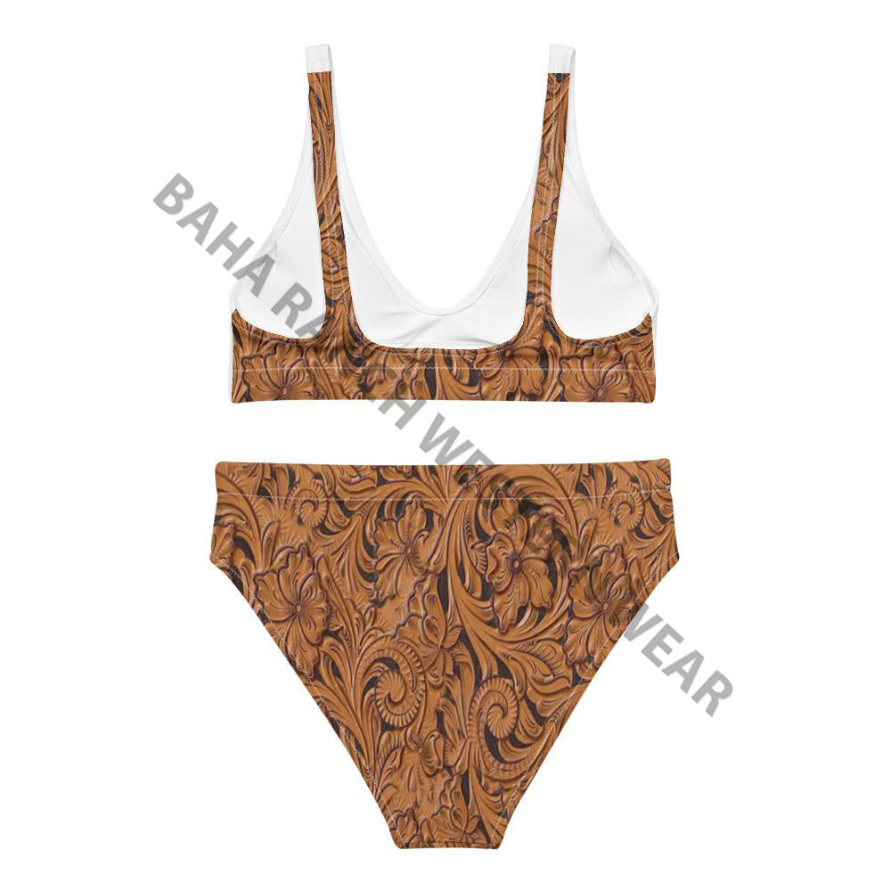 Yeehaw Tooled Leather Print Bikini by Baha Ranch Western Wear