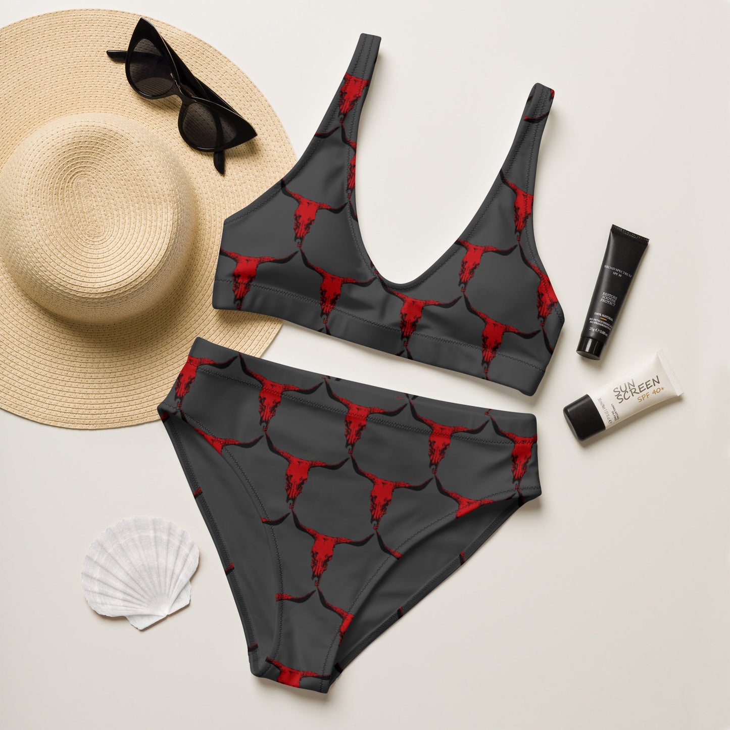 Yeehaw Red Bull Skull Bikini by Baha Ranch Western Wear