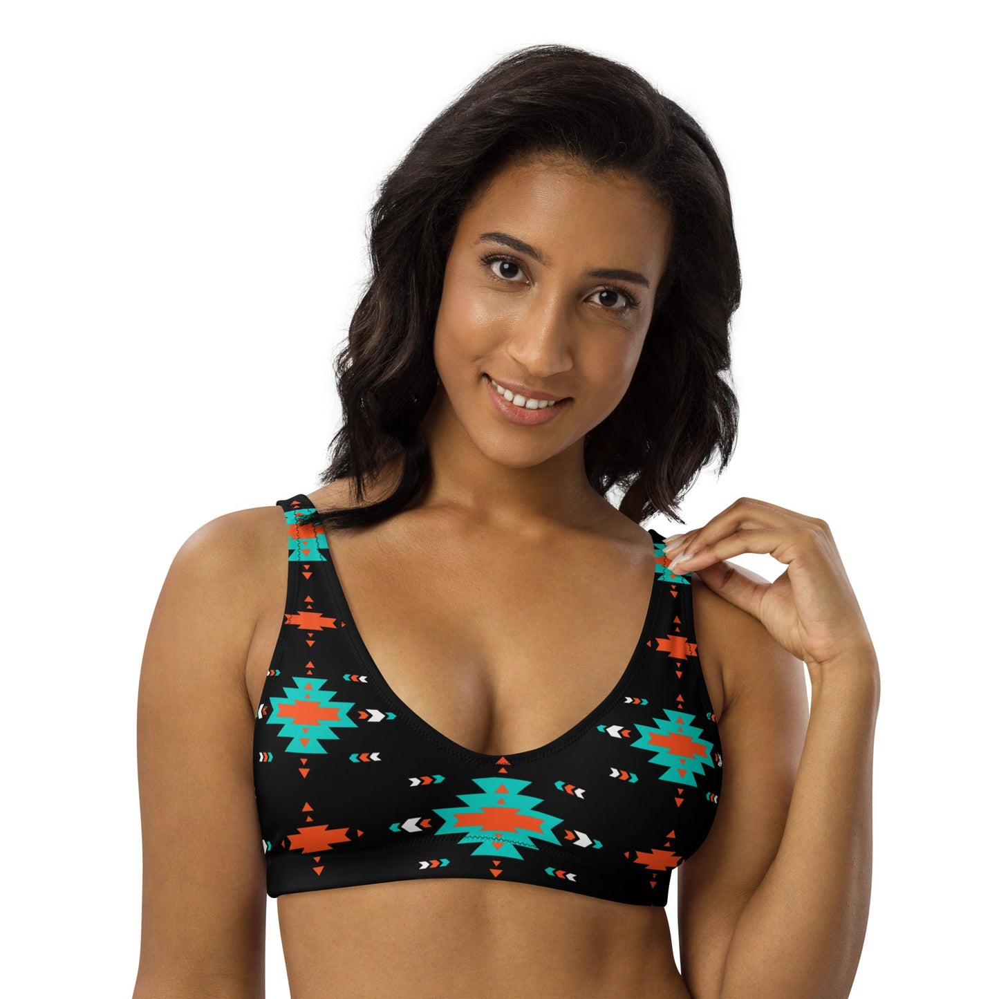 Yeehaw Turquoise & Orange Aztec Bikini Top by Baha Ranch Western Wear