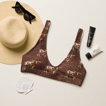 Yeehaw Leather & Longhorns Bikini Top by Baha Ranch Western Wear