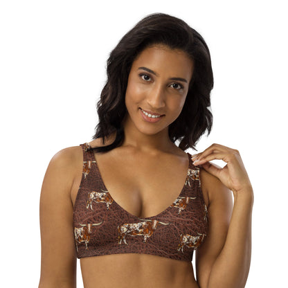 Yeehaw Leather & Longhorns Bikini Top by Baha Ranch Western Wear