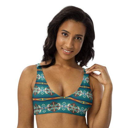 Yeehaw Teal Aztec Blanket Print Bikini Top by Baha Ranch Western Wear