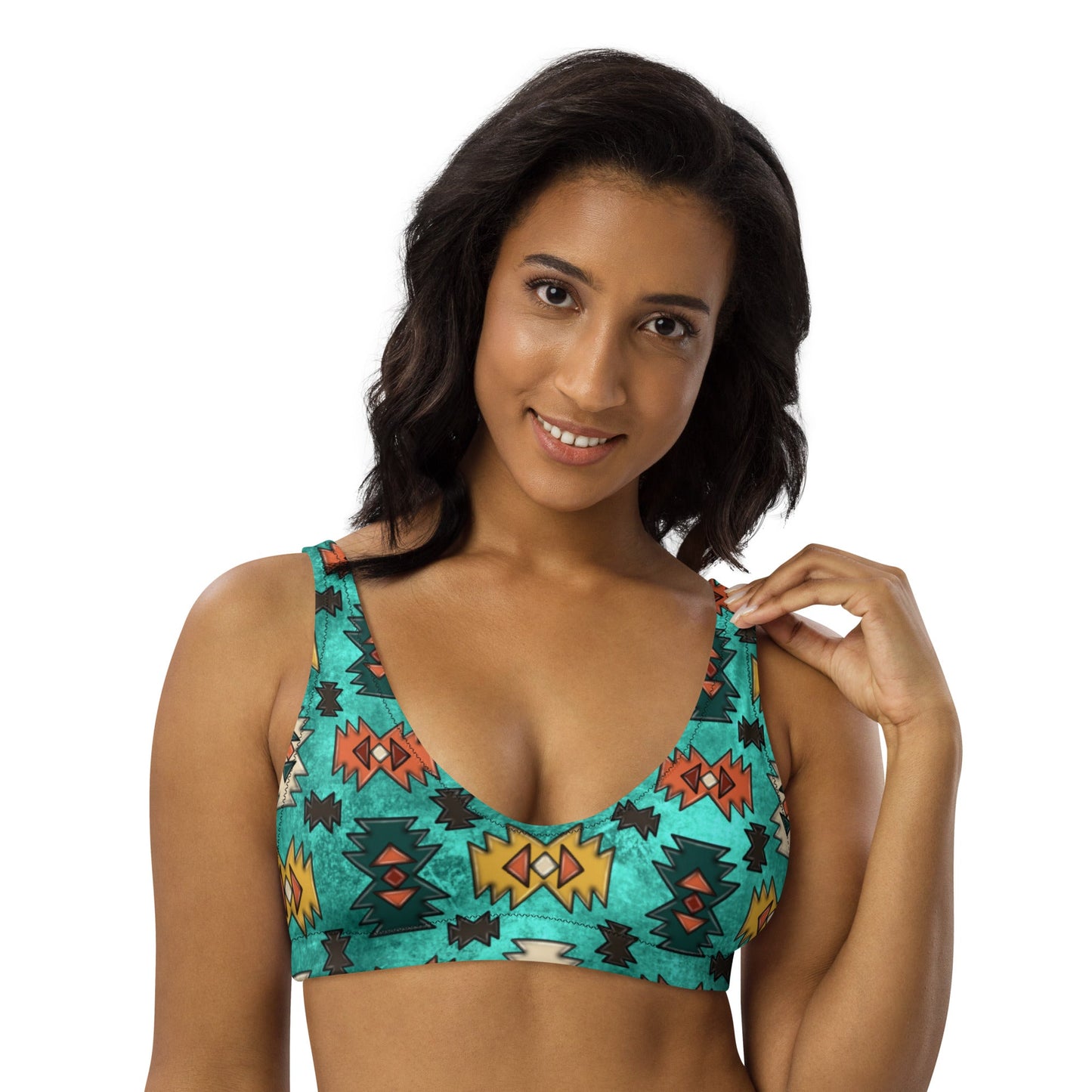 Yeehaw Turquoise Aztec Bikini Top by Baha Ranch Western Wear