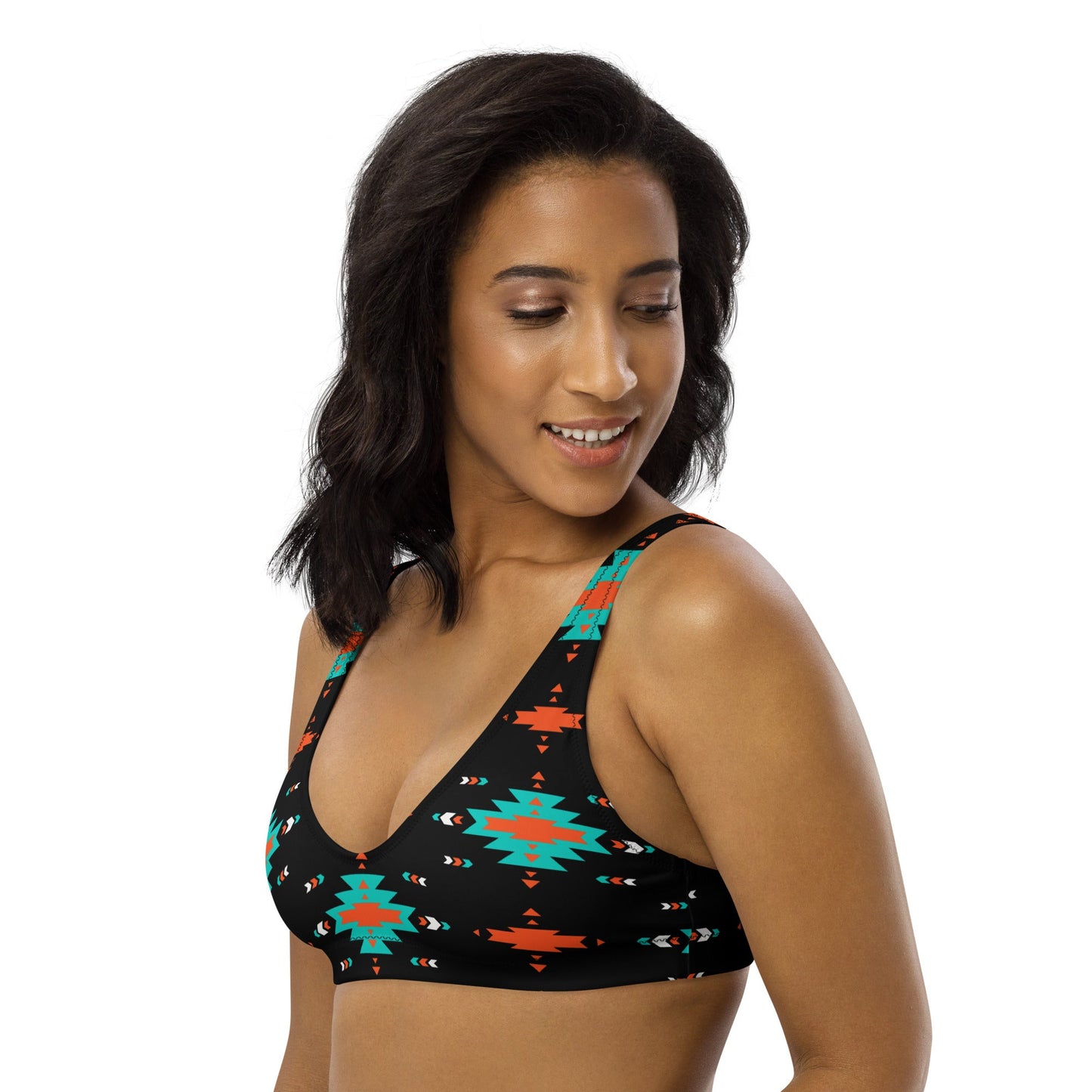 Yeehaw Turquoise & Orange Aztec Bikini Top by Baha Ranch Western Wear