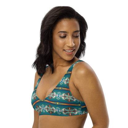 Yeehaw Teal Aztec Blanket Print Bikini Top by Baha Ranch Western Wear