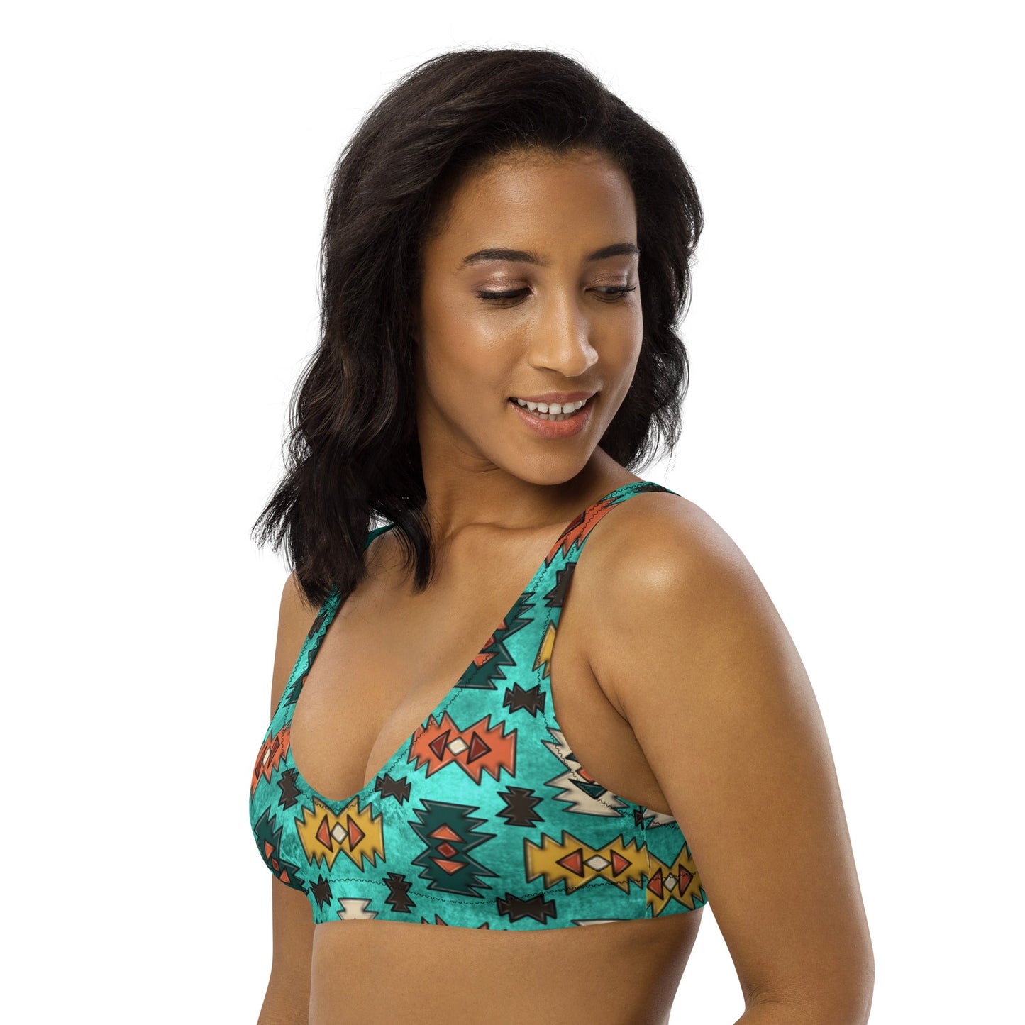 Yeehaw Turquoise Aztec Bikini Top by Baha Ranch Western Wear