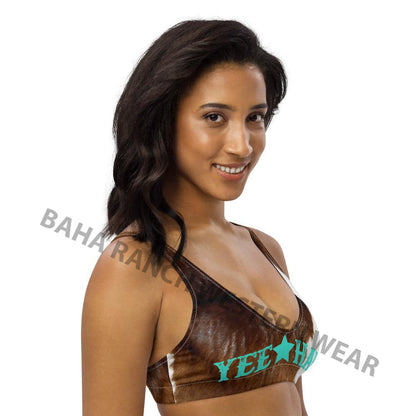 Yeehaw Brown Cow Print Bikini Top by Baha Ranch Western Wear