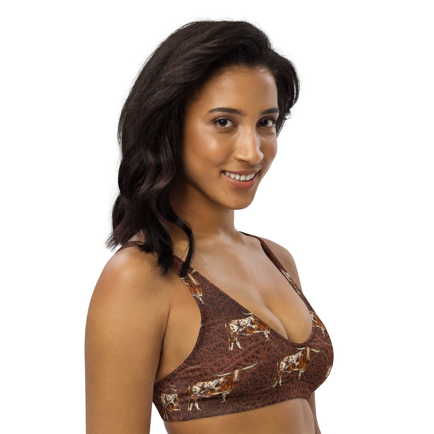 Yeehaw Leather & Longhorns Bikini Top by Baha Ranch Western Wear