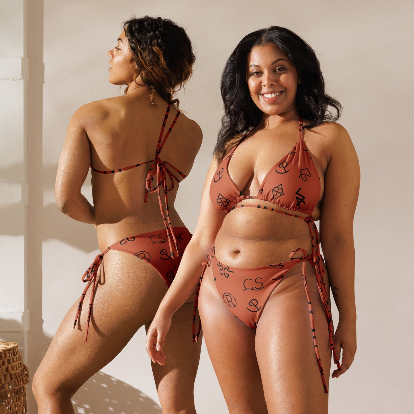 Yeehaw Brown Cattle Brand String Bikini by Baha Ranch Western Wear