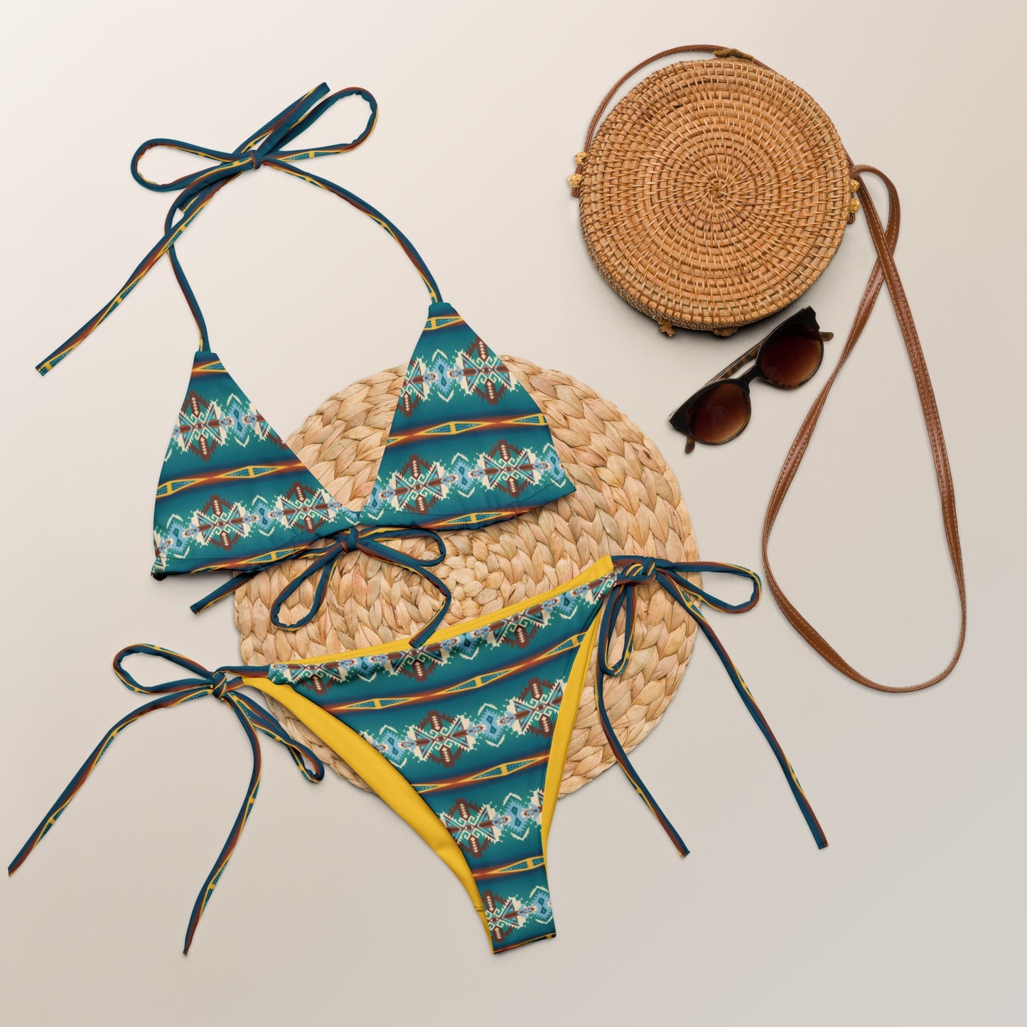 Yeehaw Teal Aztec String Bikini by Baha Ranch Western Wear