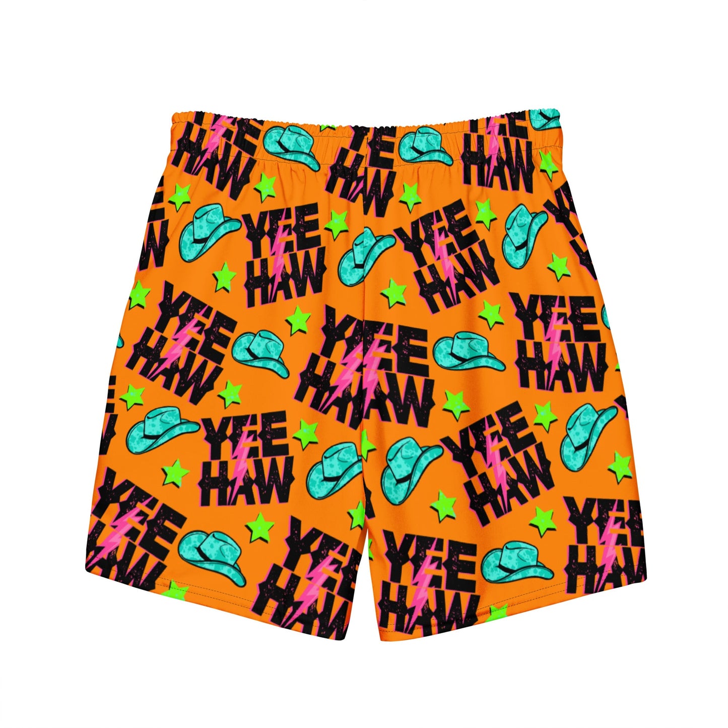 Yeehaw Orange Men's Swim Trunks by Baha Ranch Western Wear