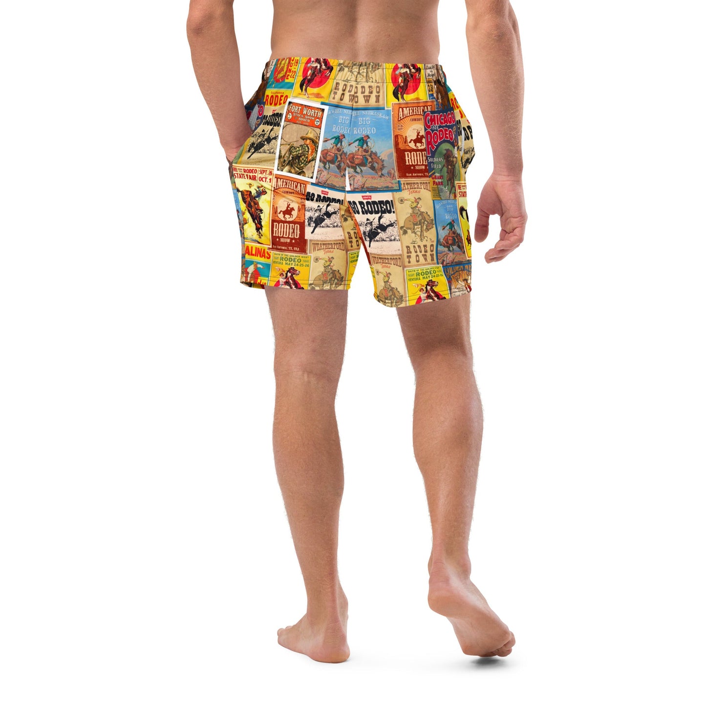 Yeehaw Rodeo Poster Men's Swim Trunks by Baha Ranch Western Wear