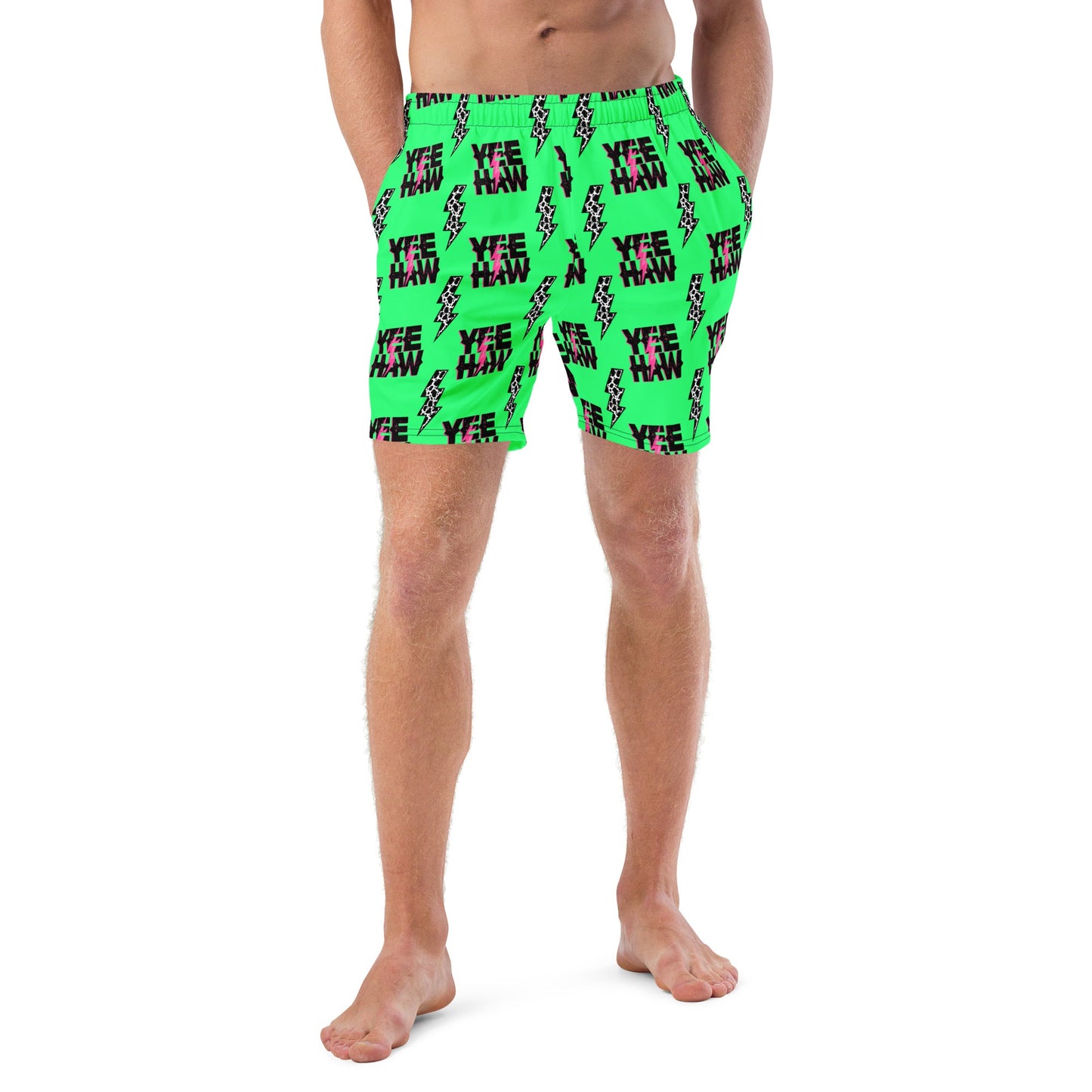 Yeehaw Neon Men's Swim Trunks by Baha Ranch Western Wear