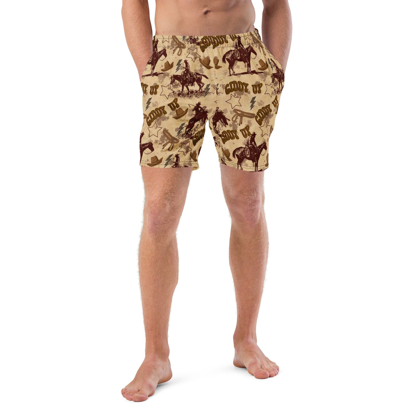 Yeehaw Vintage Western Men's Swim Trunks by Baha Ranch Western Wear