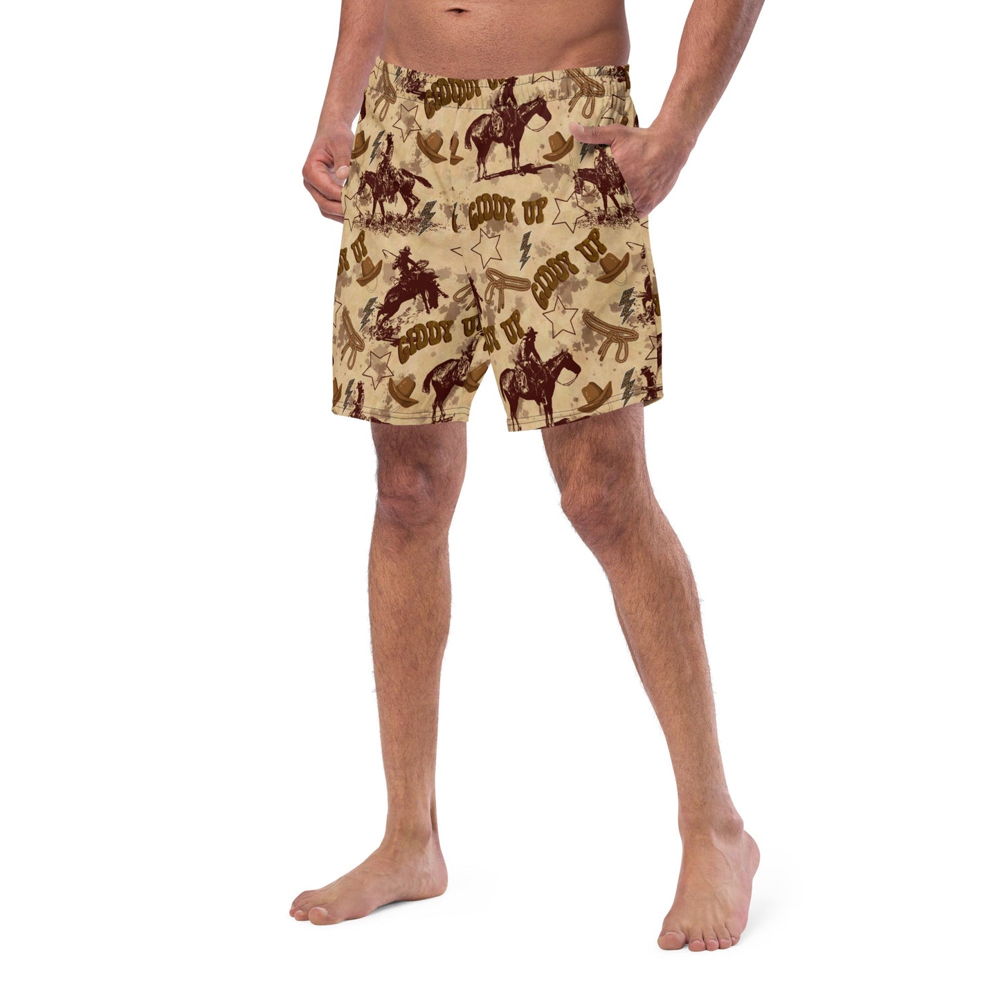 Yeehaw Vintage Western Men's Swim Trunks by Baha Ranch Western Wear