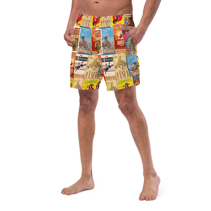 Yeehaw Rodeo Poster Men's Swim Trunks by Baha Ranch Western Wear