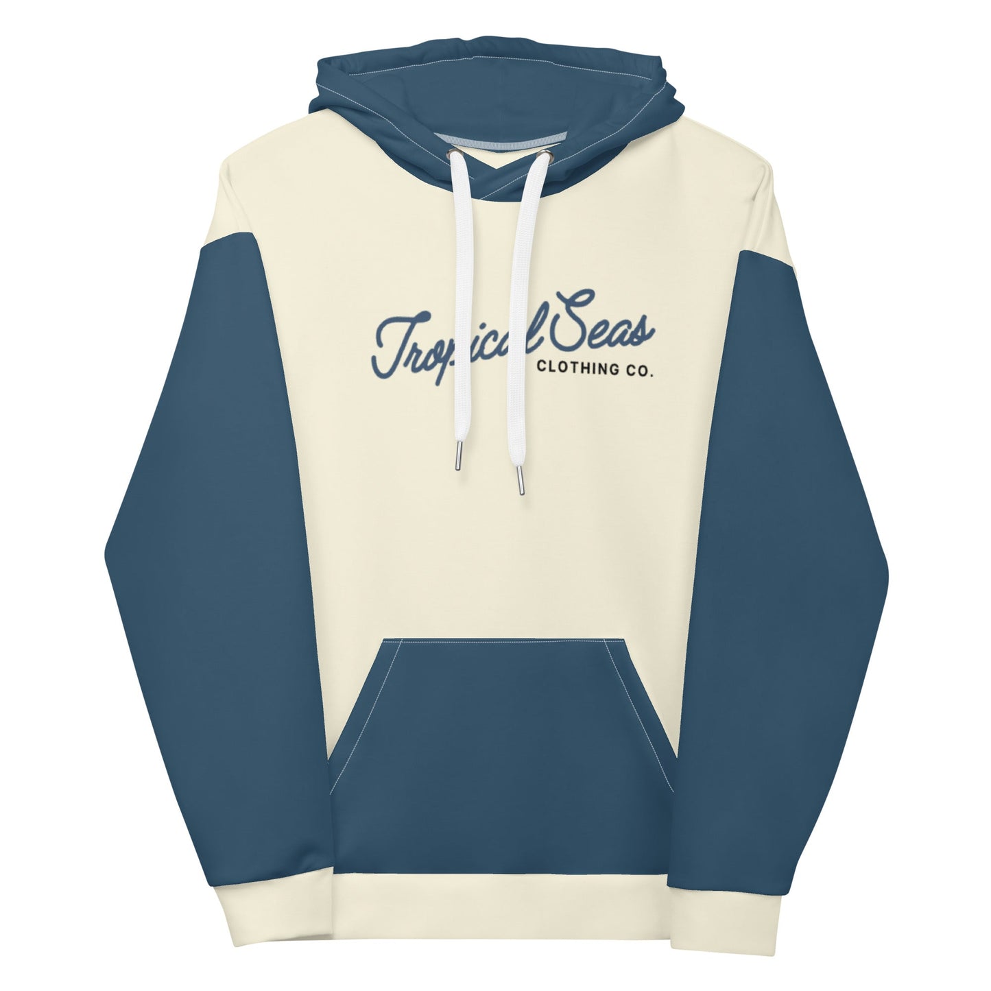 Navy & Off White Two-Toned Tropical Seas Hoodie by Tropical Seas Clothing