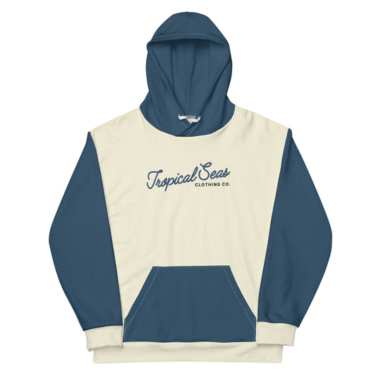 Navy & Off White Two-Toned Tropical Seas Hoodie by Tropical Seas Clothing