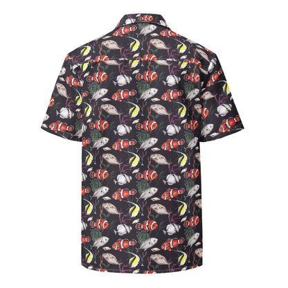 Murky Reef Tropical Saltwater Fish Hawaiian Button Shirt: Dive into Underwater Elegance! by Tropical Seas Clothing