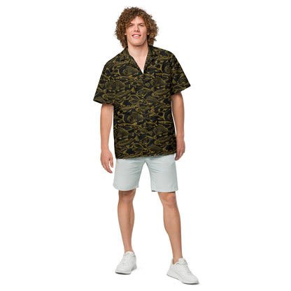 Sea of Gold Riches Hawaiian Button Shirt: Dive into Opulent Ocean Elegance! by Tropical Seas Clothing