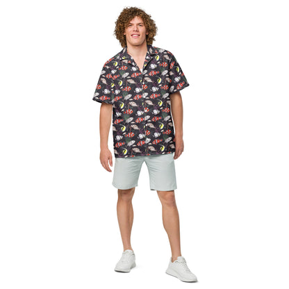 Murky Reef Tropical Saltwater Fish Hawaiian Button Shirt: Dive into Underwater Elegance! by Tropical Seas Clothing