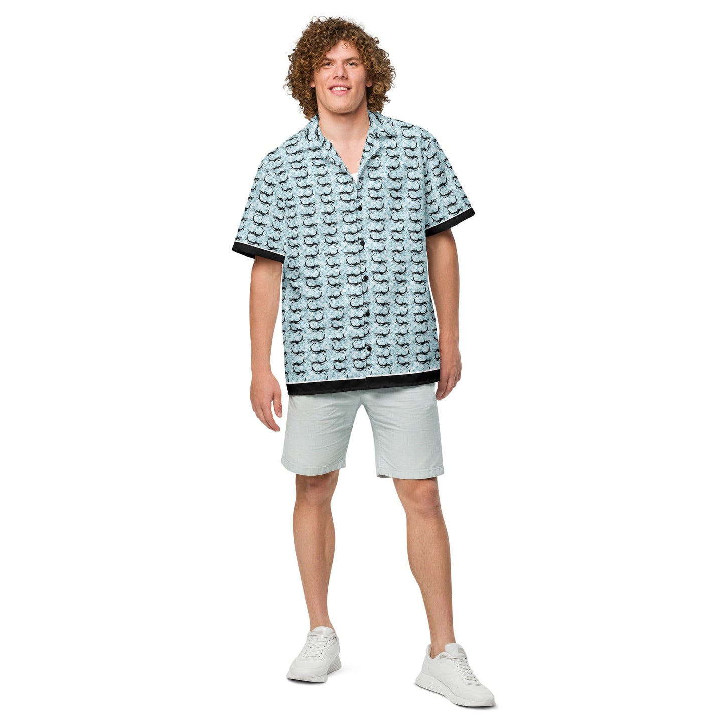 Shark Frenzy button shirt by Tropical Seas Clothing