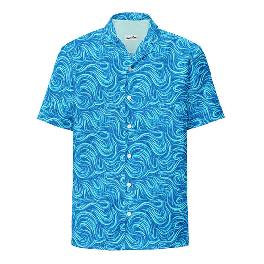 Tsunami Island Party Button Down Hawaiian Shirt - Coastal Summer 2024 Collection by Tropical Seas Clothing