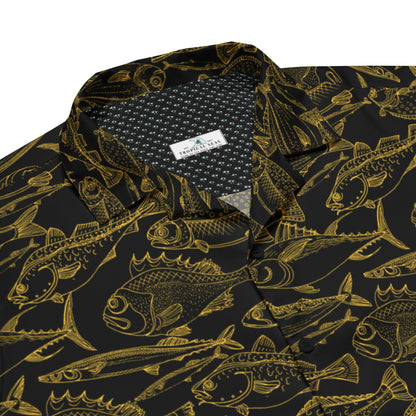 Sea of Gold Riches Hawaiian Button Shirt: Dive into Opulent Ocean Elegance! by Tropical Seas Clothing