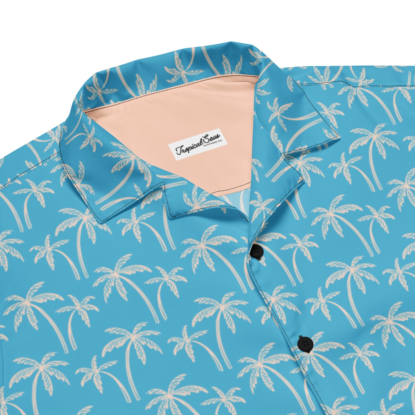 Palm Wave Oasis Button Down Hawaiian Shirt - Coastal Summer 2024 Collection by Tropical Seas Clothing