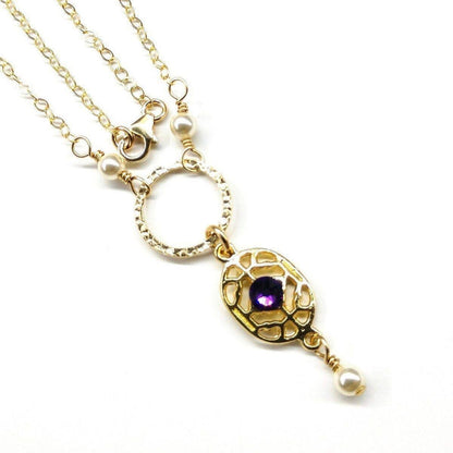 14 KT Gold-Filled Purple Crystal Circle  Filigree Necklace by Alexa Martha Designs